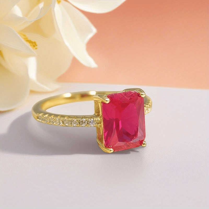 3 Carat 925 Silver Artificial Gemstones Ring, Rectangular Design